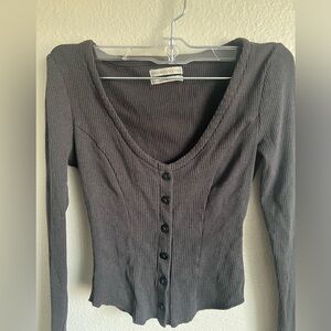 Urban Outfitters. Long sleeve crop top. Corset style. Dark gray faded black.